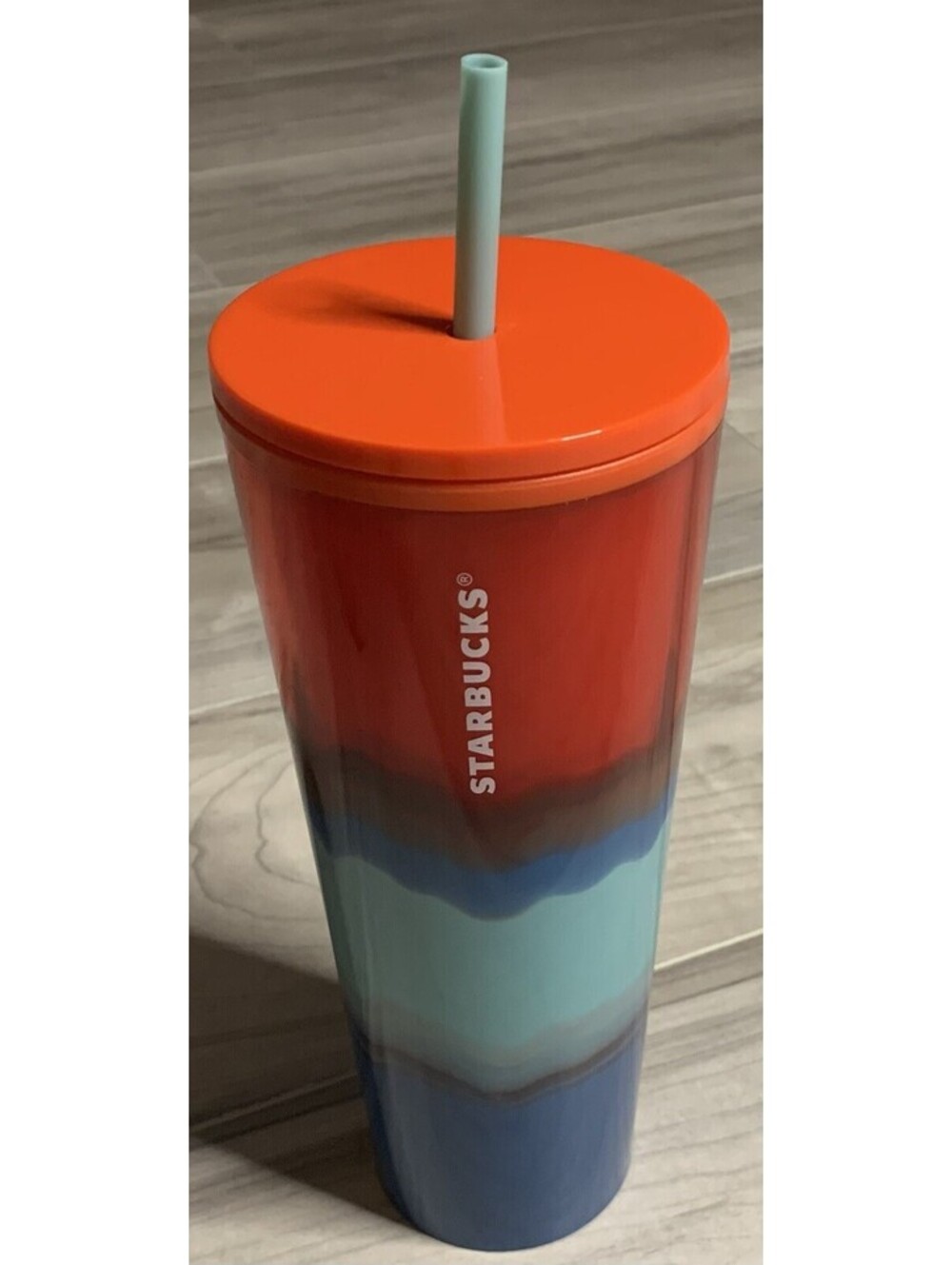 Starbucks Summer 2021 Color Wave Red Aqua Blue 24oz Cold Cup Tumbler
